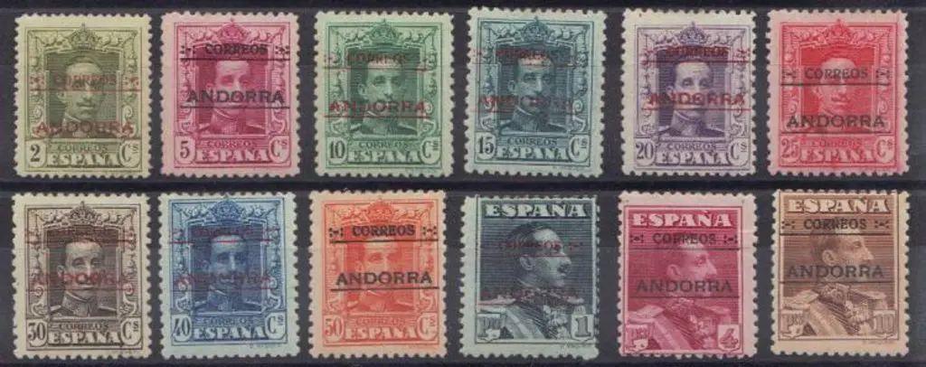 Andorra-Spanish 1928 Overprints complete MLH to ... Image 1++