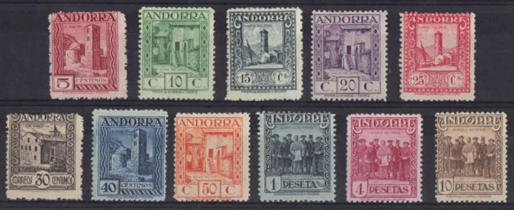 Andorra-Spanish 1929 Pictorials (excl. 2¢) to 10p ... Image 1++