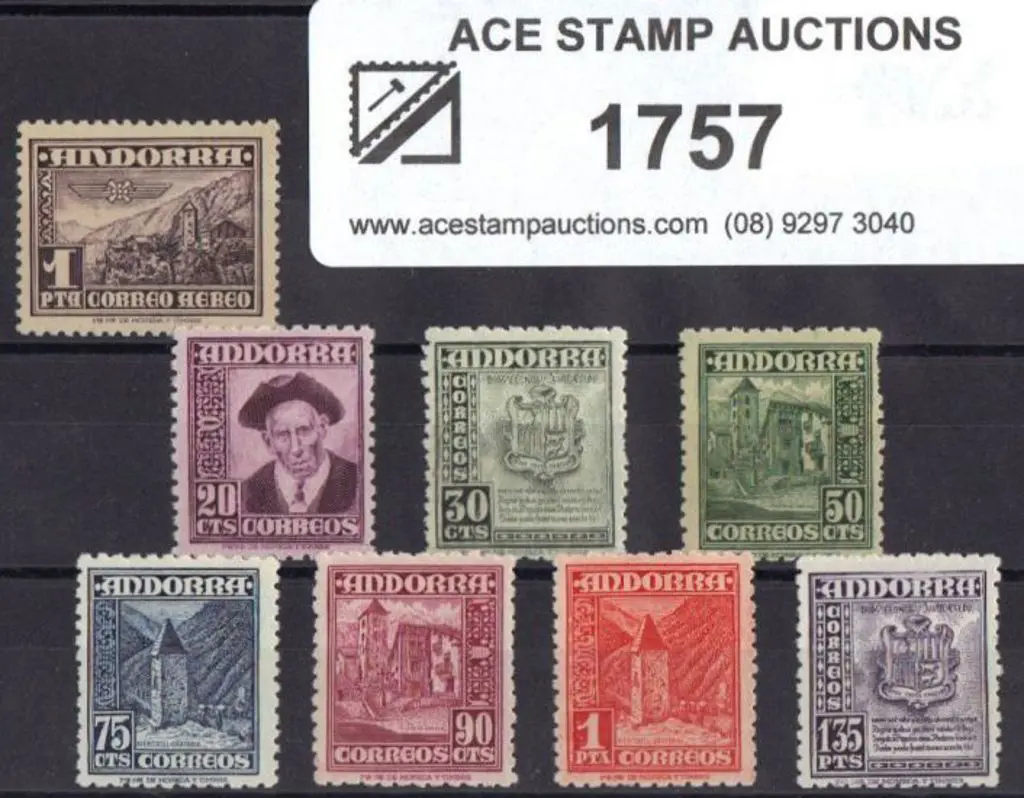 Andorra-Spanish  1948 20¢ to 1p35 Pictorials. MUH ... Image 1++