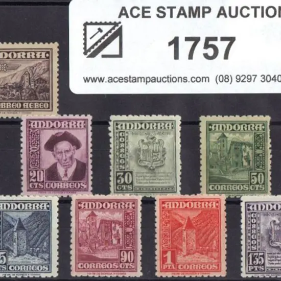 Andorra-Spanish  1948 20¢ to 1p35 Pictorials. MUH ...