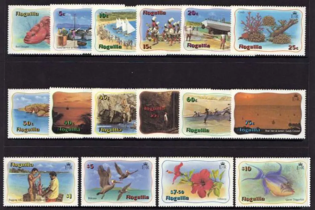 Anguilla 1982 1c to $10 Island & Marine Life ... Image 1++