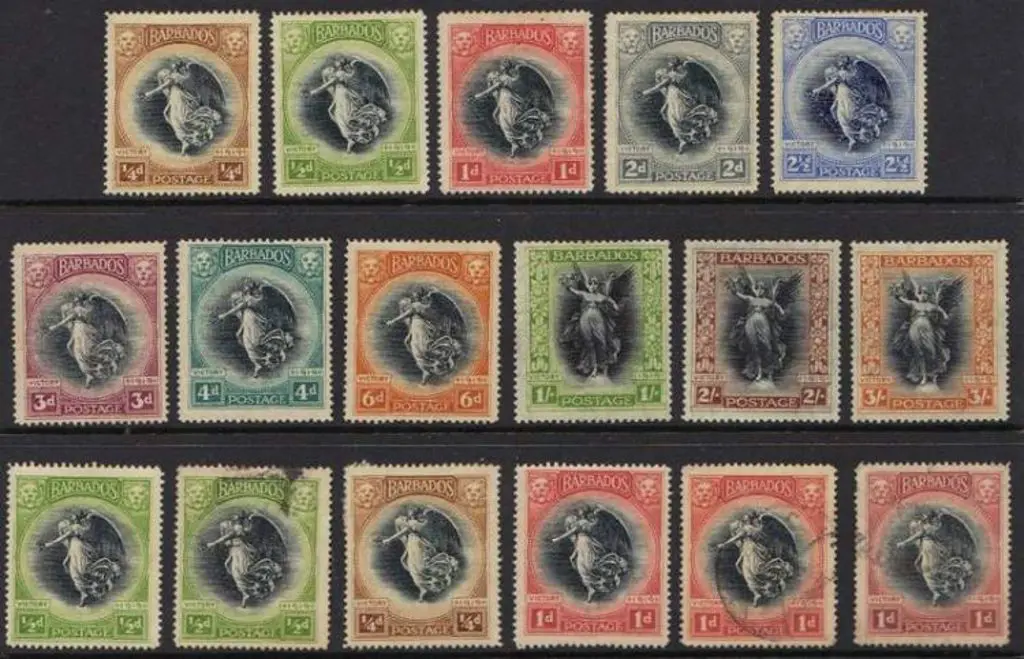 Barbados 1920/21 Victory set of 11  to 3/- MLH ... Image 1++