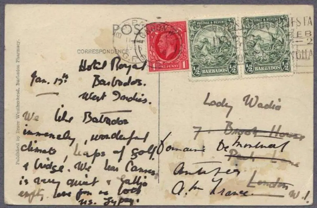 Barbados 1936 Trafalgar Square, Barbados postcard ... Image 1++