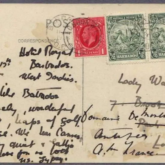 Barbados 1936 Trafalgar Square, Barbados postcard ...