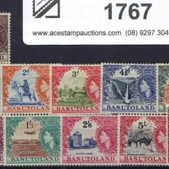 Basutoland 1954 QEII Defins ½d to 10/-. Fresh MLH. ...
