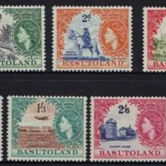 Basutoland 1954 QEII Defins ½d to 10/-. Fresh MLH. ...