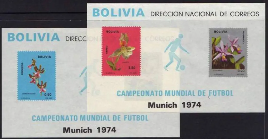 Bolivia 1974 World Cup M/S featuring orchids. Nice ... Image 1++