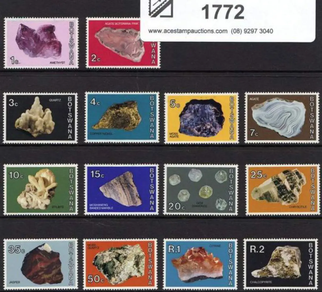 Botswana 1974 Minerals set of 14 to 2r. Fresh MUH ... Image 1++