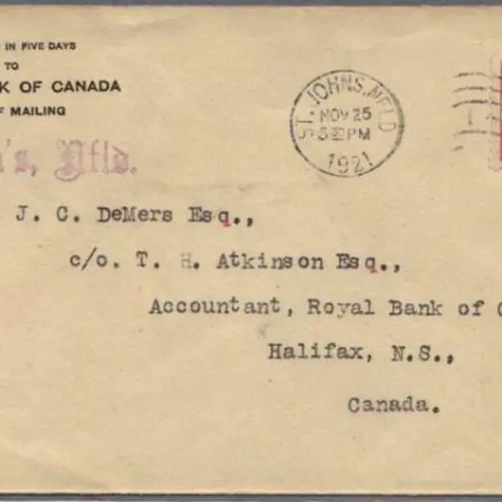 Canada-Newfoundland 1921 (25th Nov) 35¢ red with ...