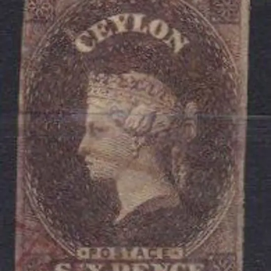 Ceylon 1857/9 6d purple brown with 4 clear margins ...