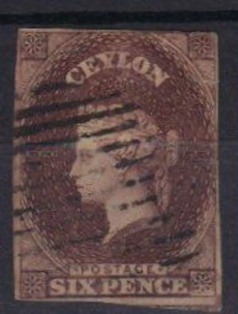 Ceylon 1857/59 6d brown with 4 margins, close in ... Image 1++