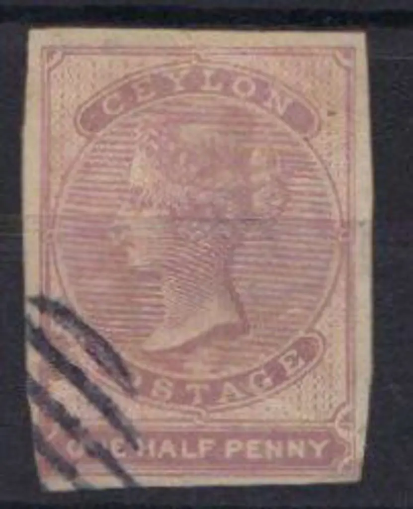Ceylon 1857/64 ½d dull lilac imperf used with ... Image 1++