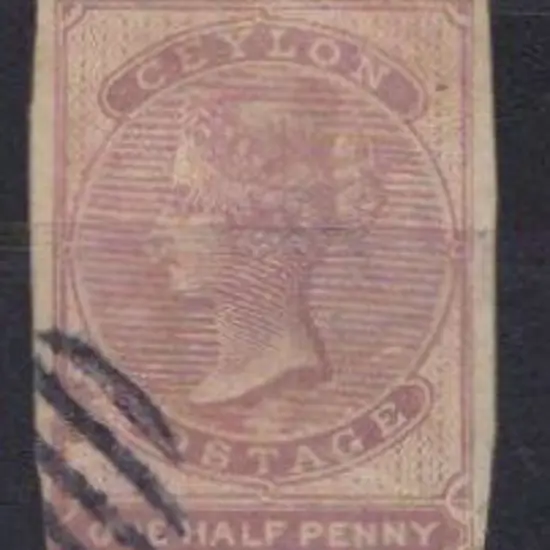Ceylon 1857/64 ½d dull lilac imperf used with ...