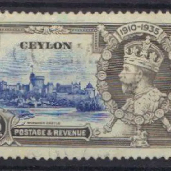 Ceylon 1935 6c Jubilee with "dot by flagstaff" ...