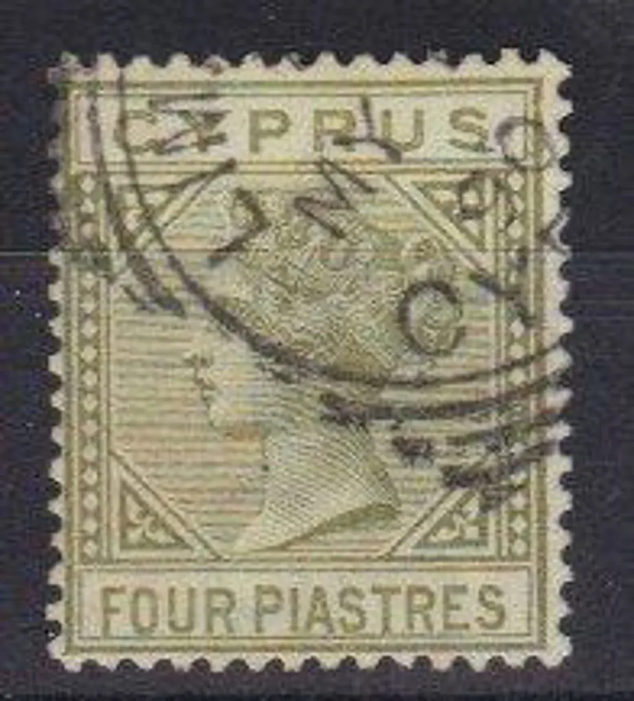 Cyprus 1883 4pi pale olive-green QV Die I. F/U SG ... Image 1++