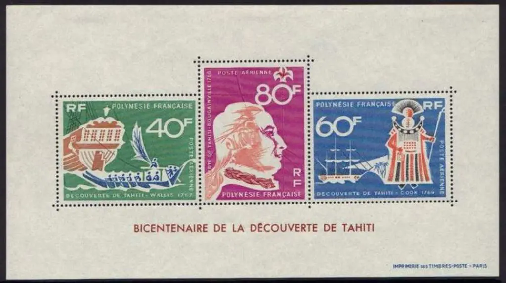 French Polynesia 1968 Discovery of Tahiti M/S. MLH ... Image 1++