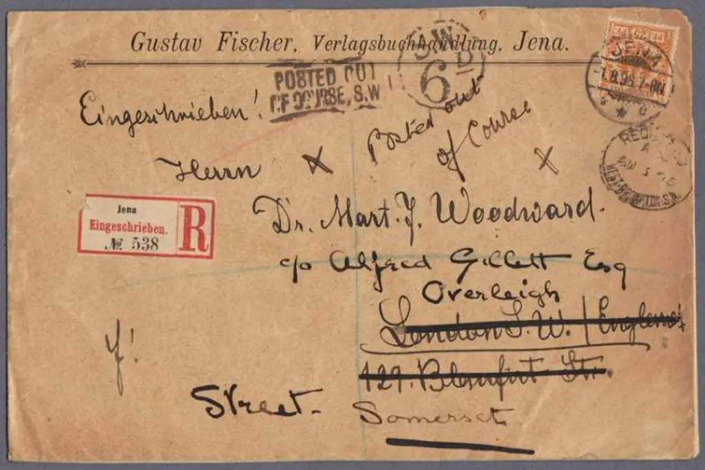 Germany 1896 registered (Jena) cover to England, ... Image 1++