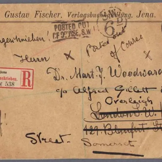 Germany 1896 registered (Jena) cover to England, ...