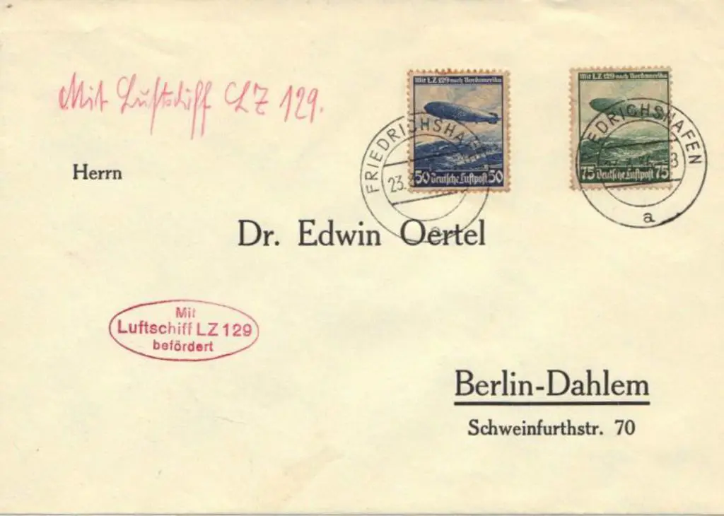 Germany 1936 Zeppelin cover with printed address ... Image 1++