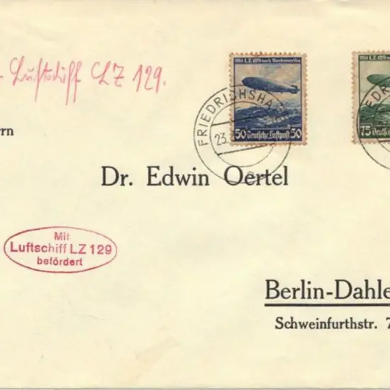 Germany 1936 Zeppelin cover with printed address ...