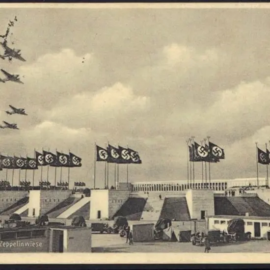 Germany 1937 b&w postcard "Nurnberg Zepplenwiese" ...