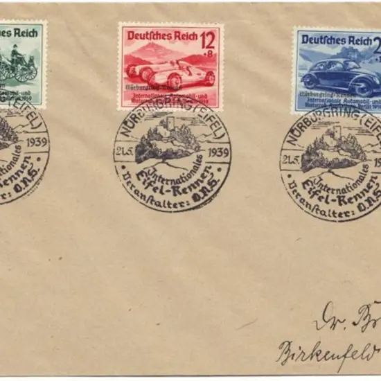 Germany 1939 "Nurburgring Rennen" ovpts on cover ...
