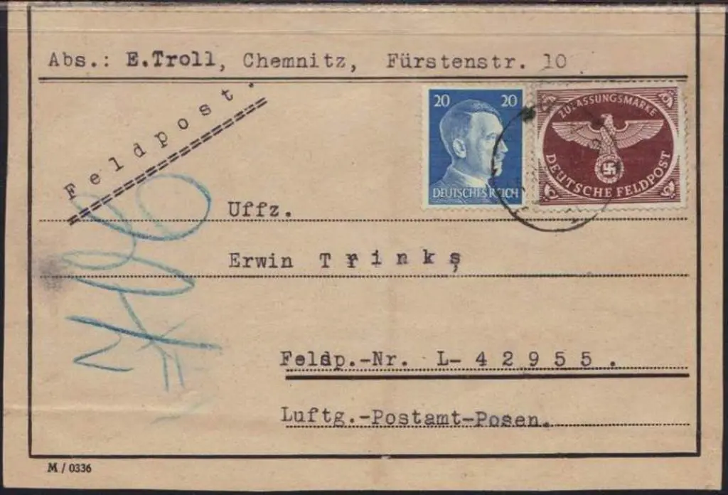Germany 1942 WWII packet label from Germany to ... Image 1++