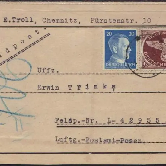 Germany 1942 WWII packet label from Germany to ...