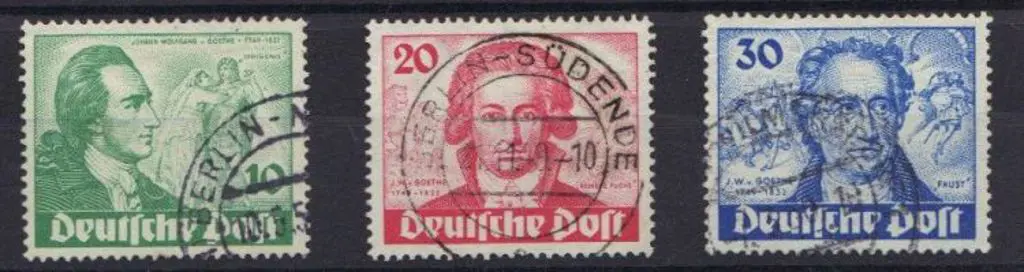 Germany-Berlin 1949 Goethe set of 3 F/U. Mi. 61/63 ... Image 1++