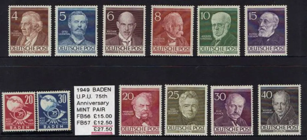 Germany-Berlin 1952 Famous Berliners. 40pf tone ... Image 1++