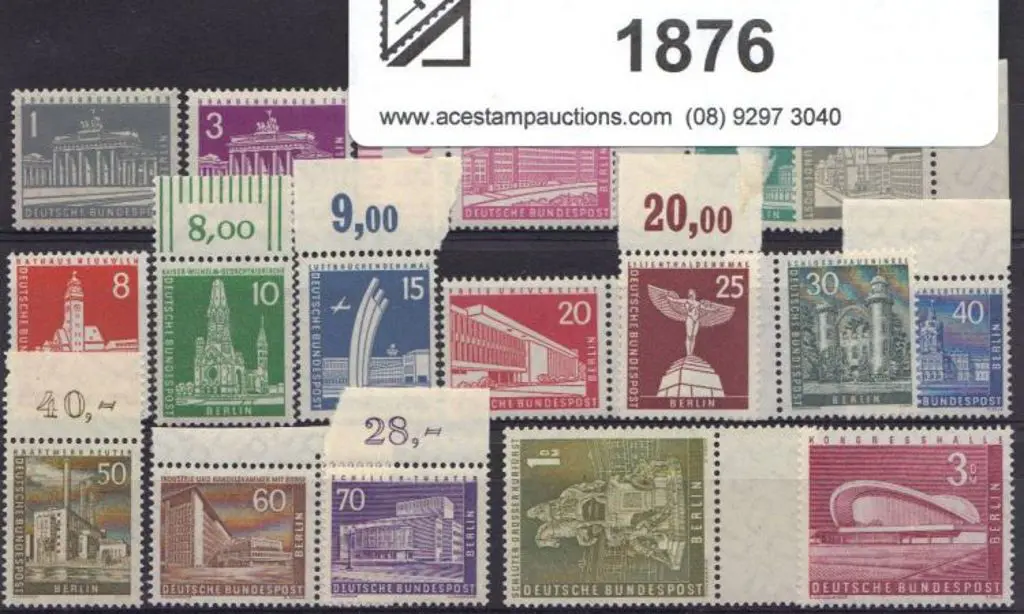 Germany-Berlin 1956/62 defins set of 15 to 3DM. ... Image 1++