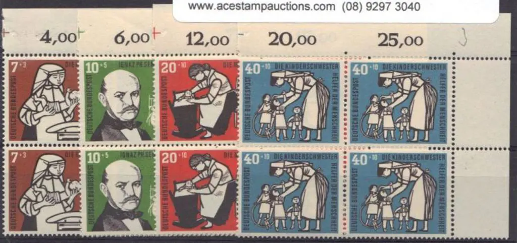 Germany-West 1956 Relief Fund in MUH blocks of 4. ... Image 1++