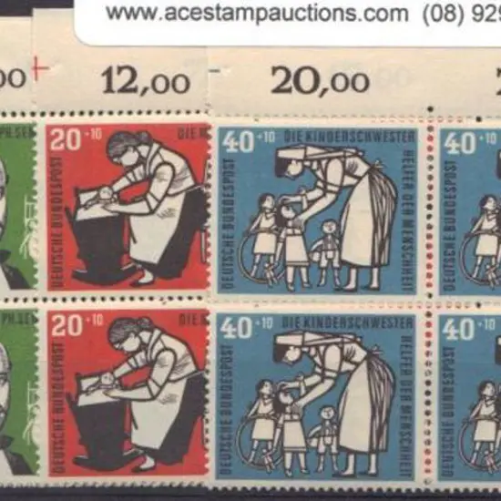Germany-West 1956 Relief Fund in MUH blocks of 4. ...