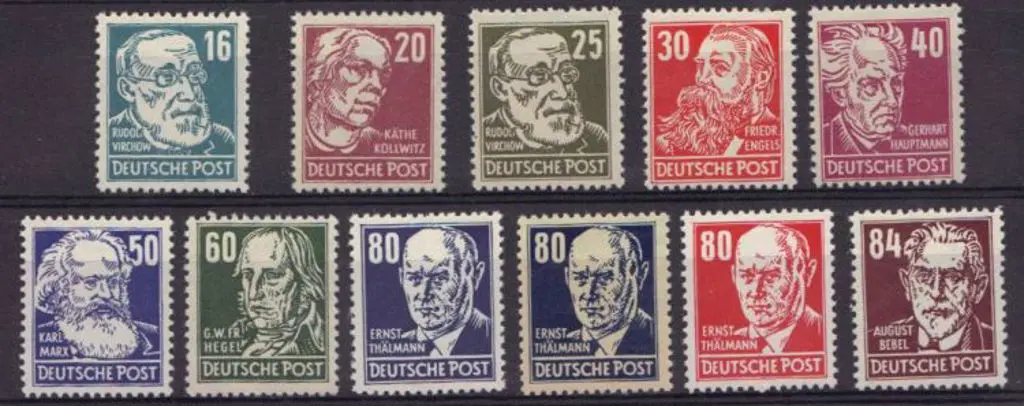 Germany-East 1952/3 Famous Men (DDR & Posthorn ... Image 1++