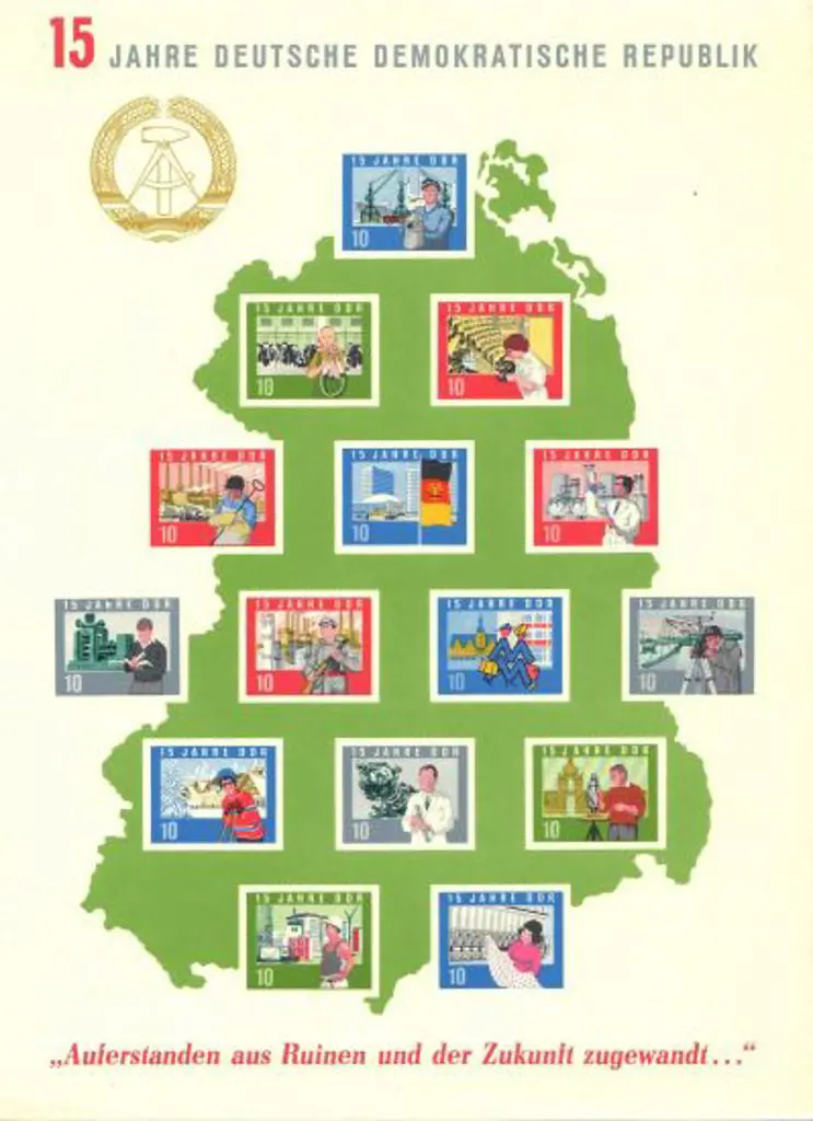 Germany-East 1964 15th Anniv of Republic imperf ... Image 1++