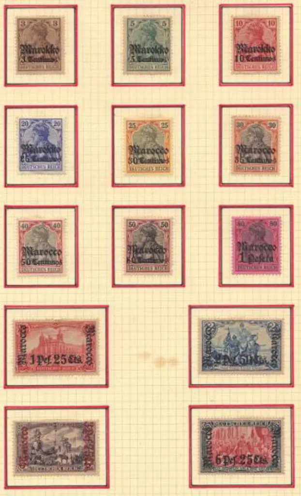 Germany- PO's in Morocco 1905 Overprint no wmk set ... Image 1++