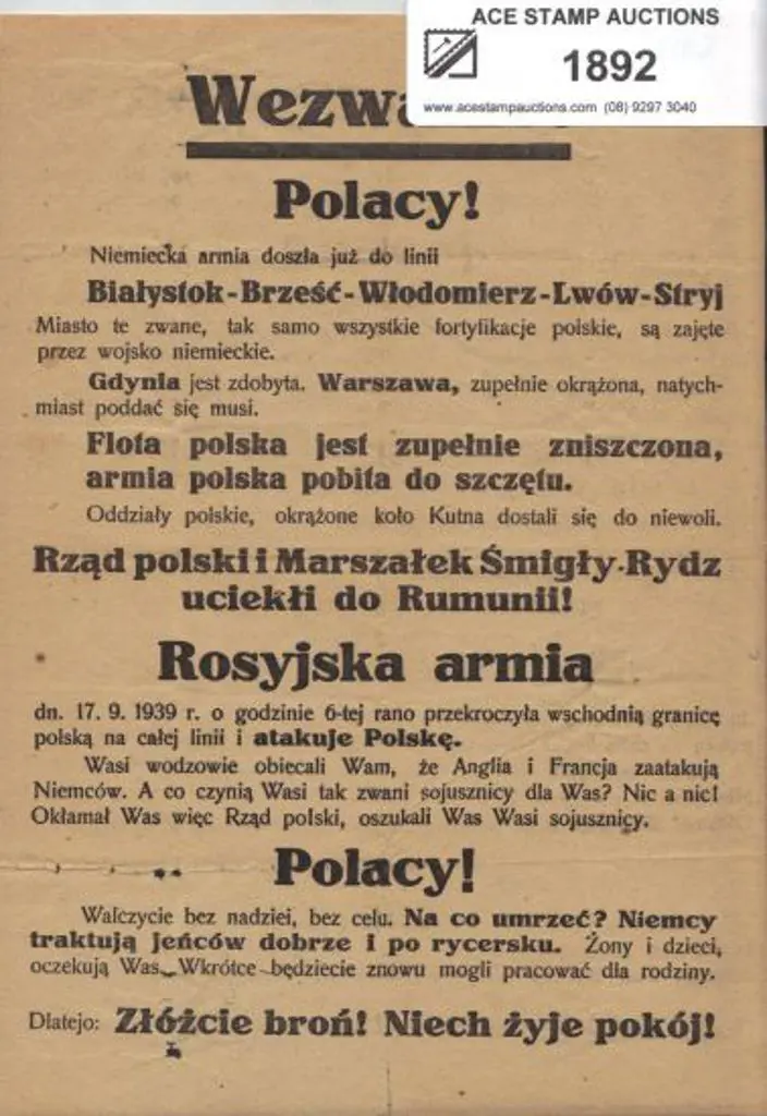 Germany-Poland Occupation 1939 Public Poster ... Image 1++