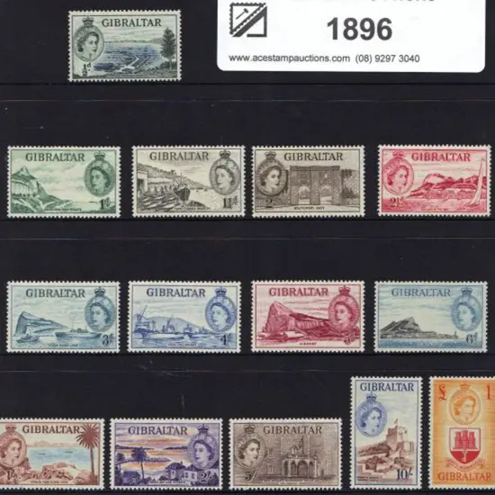 Gibraltar 1953/59 ½d to £1 QEII Defins. Fine MUH. ...