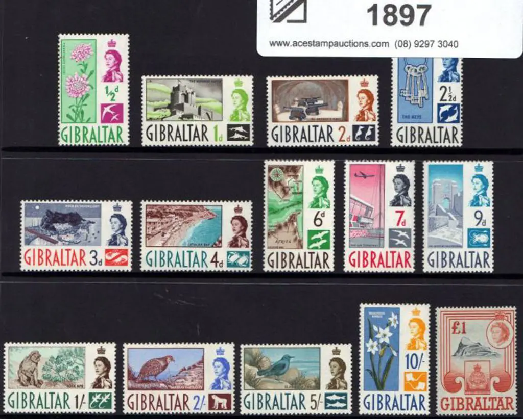 Gibraltar 1960/62 ½d to £1 QEII Pictorials. Fresh ... Image 1++