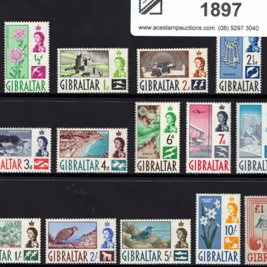 Gibraltar 1960/62 ½d to £1 QEII Pictorials. Fresh ...