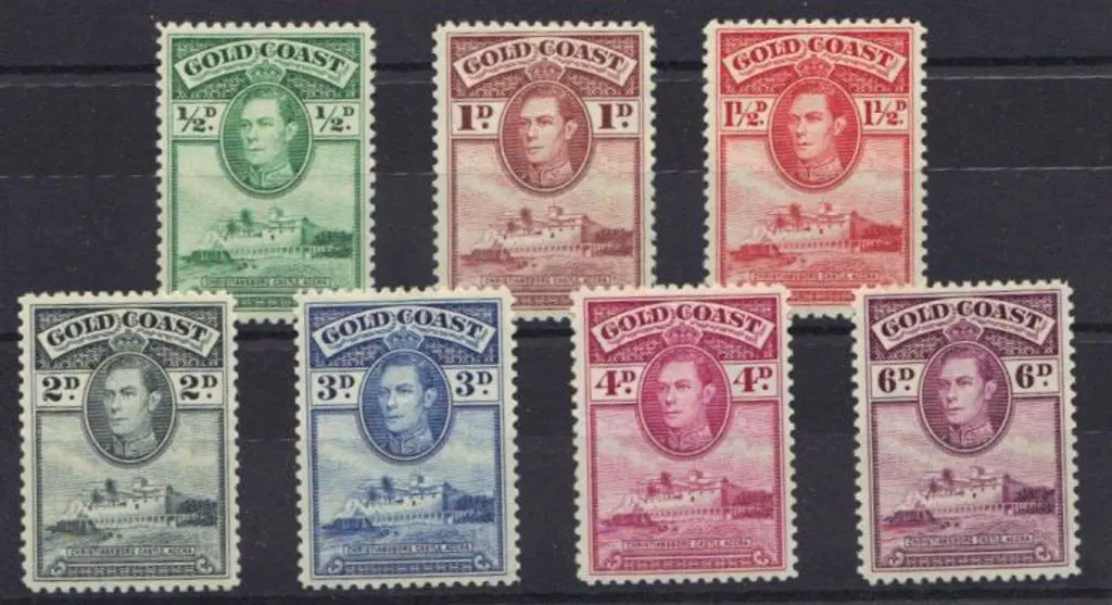 Gold Coast 1938 ½d to 6d KGVI Perf. 12  MLH. SG ... Image 1++
