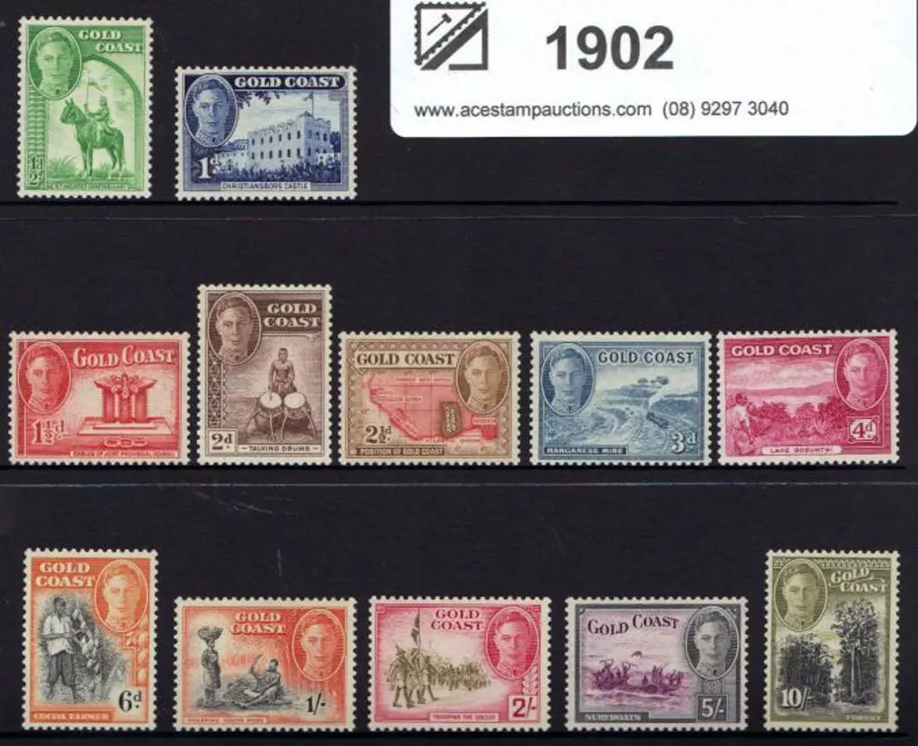 Gold Coast 1948 ½d to 10/- KGVI Defins. Fresh MUH. ... Image 1++
