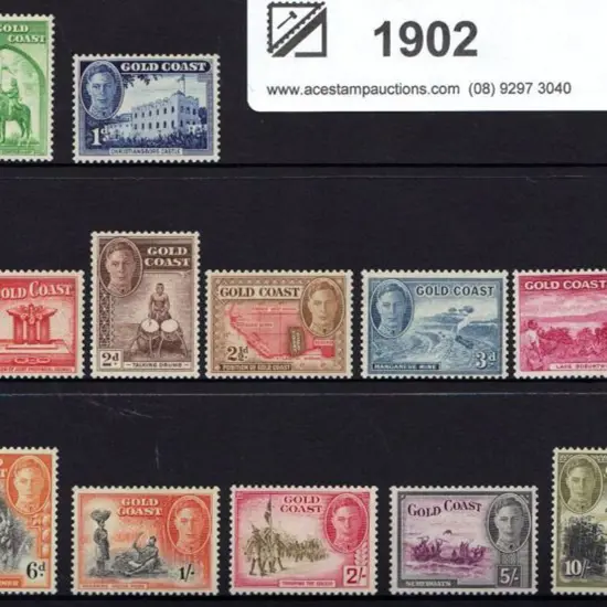 Gold Coast 1948 ½d to 10/- KGVI Defins. Fresh MUH. ...