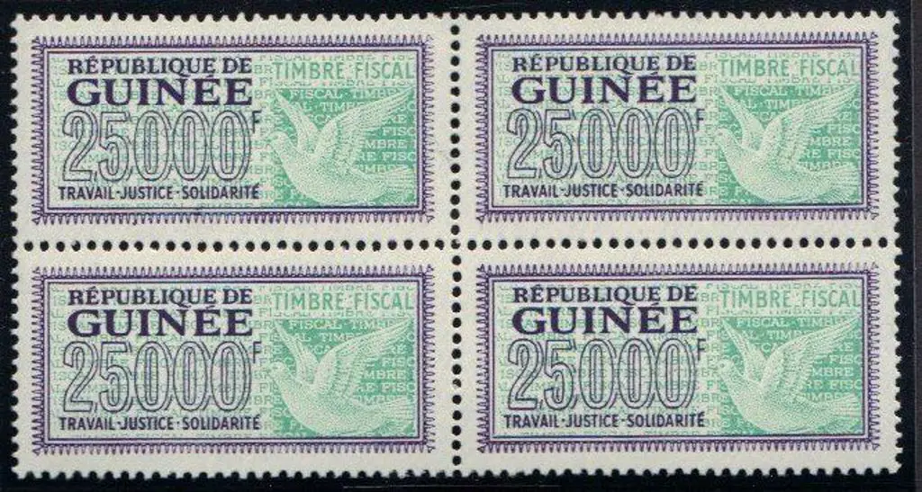 Guinea 1959/62 1f to 25,000fr fiscal "Doves" in ... Image 1++