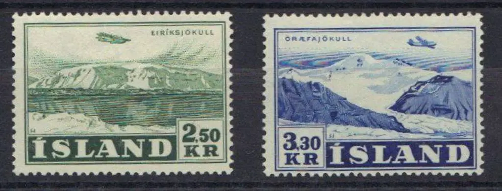 Iceland 1947 Airmail 2k50 & 3k30 key vals. Fine ... Image 1++