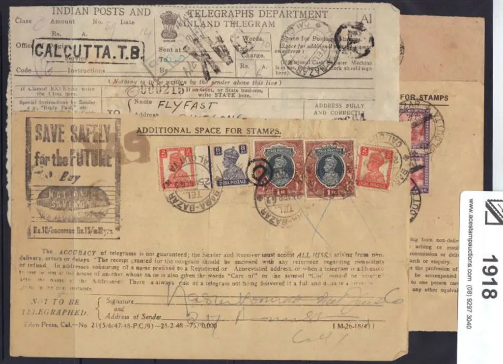 India 1949-1952 Telegrams. Variety of cds's & ... Image 1++