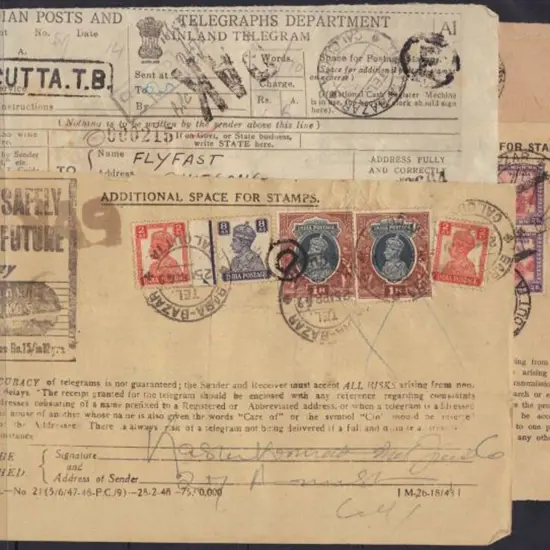 India 1949-1952 Telegrams. Variety of cds's & ...