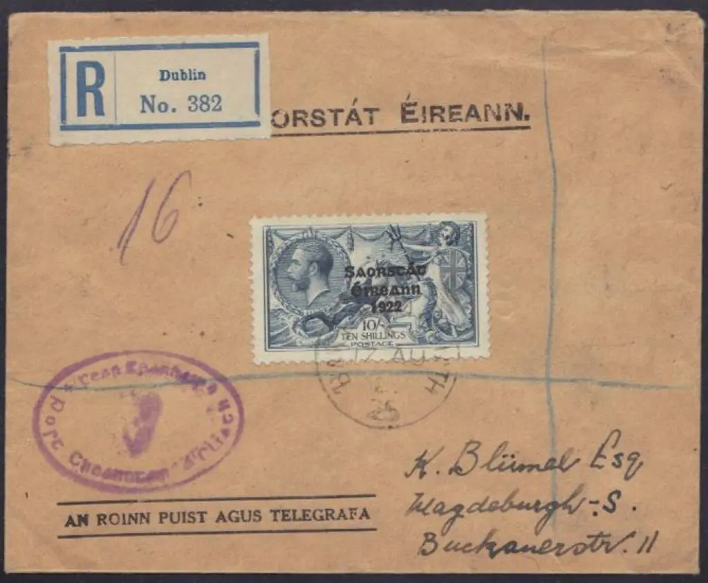 Ireland 1926 (17th Aug) Dublin Registered cover to ... Image 1++