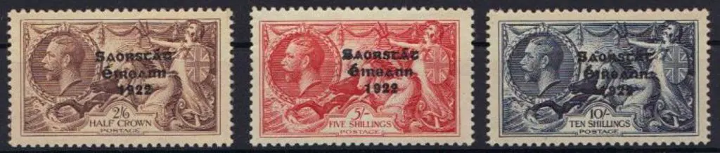 Ireland 1925/28 2/6d, 5/- & 10/- Seahorses with ... Image 1++