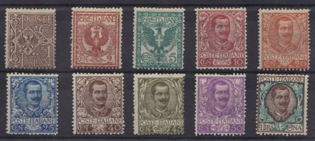 Italy 1901 Laureated Design set to 1L. Fresh MLH. ... Image 1++